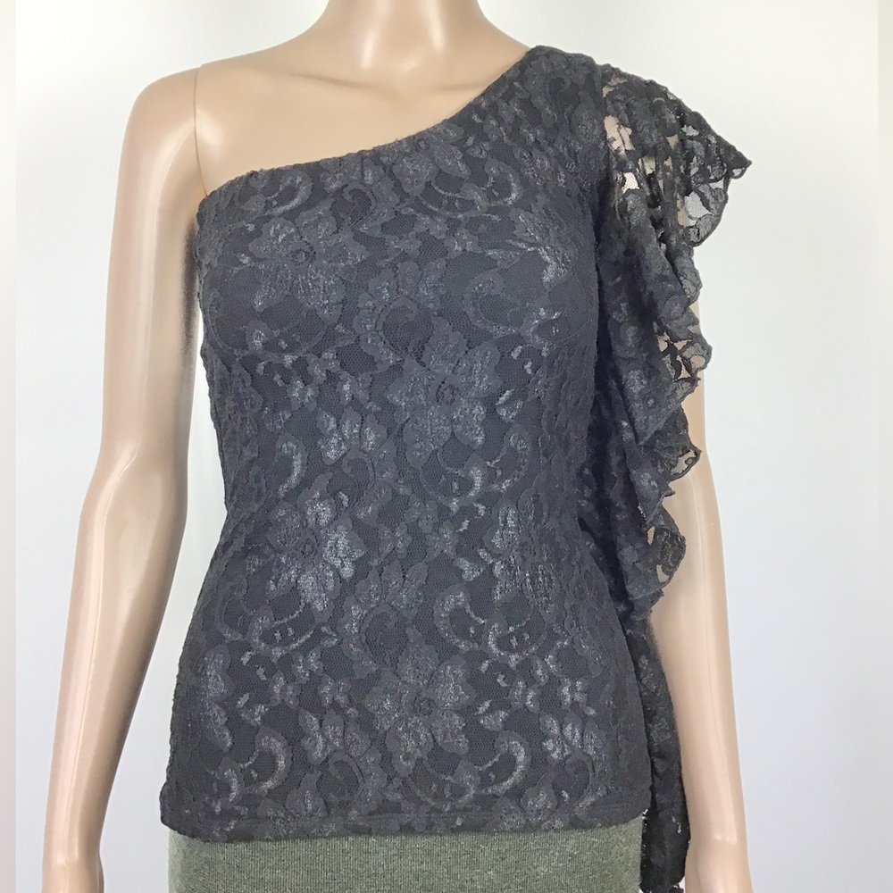 Sky Black Lace One Shoulder Top Size XS
